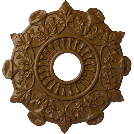 Ekena Millwork Preston Ceiling Medallion (Fits Canopies up to 4"), Hnd-Painted Smokey Topaz, 17 1/2"OD x 4"ID x 1"P CM17PRSTF